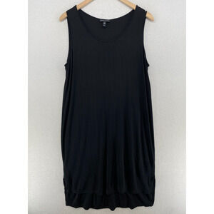 EILEEN FISHER Dress M Silk Jersey Tank Shift Scoop Neck Sleeveless Black